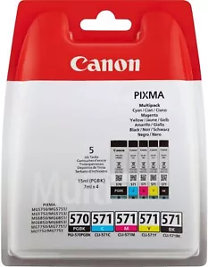 Original Canon PGI570 CLI571 Ink Cartridge Combo Pack For PIXMA MG5750 Printer - Picture 1 of 1