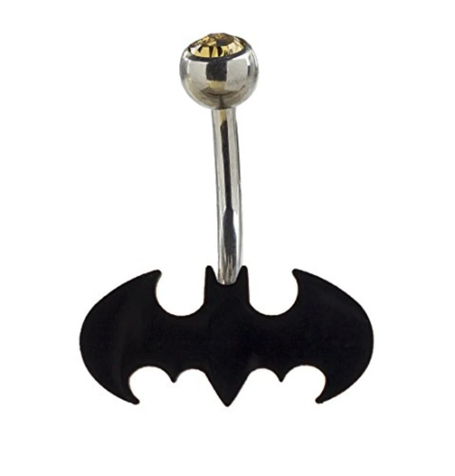 DC Comics Batman Logo 316L Stainless Steel 14G Body Jewelry Belly Navel Ring - Image 1 of 1