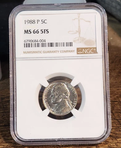 1988 P Jefferson 5c, NGC Certified MS 66 5 FS, 004 Cover