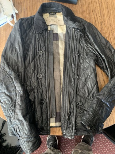 Giacca trapuntata uomo Burberry Brit pelle di agnello taglia S nero bottoni zip