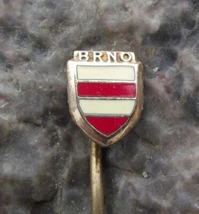 Small Brno City Czechoslovakia Red White Striped Heraldic Shield Crest Pin Badge - Picture 1 of 5