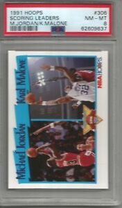 Michael Jordan-Karl Malone 1991 NBA Hoops Scoring Leaders #306 PSA 8