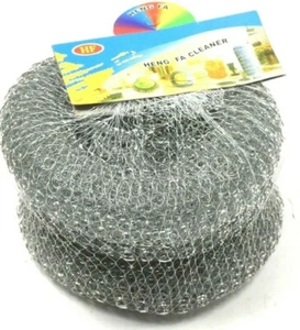 HIGH QUALITY SPIRAL SHAPE STAINLESS STEEL CLEANING POT SCOURER SCRUBBER - Picture 1 of 3