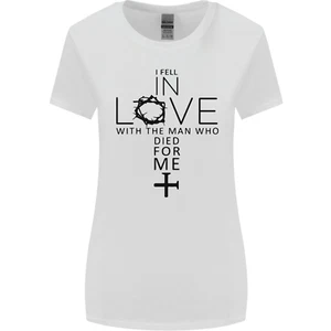 In Love With the Cross Christian Christ Womens Wider Cut T-Shirt - Picture 1 of 15