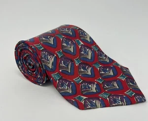 Geoffrey Beene Tie Red Geometric 100% Silk Men's Necktie - Bild 1 von 4