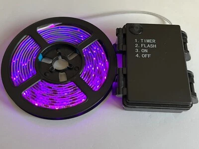 120LED PINK 3AA Battery Strip Light with constant ON, FLASH and 6hr Timer modes - Image 1 of 2