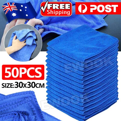 50PCS Blue Microfibre Cloths Car Cleaning Cloth Detailing Towels Washing Duster - image 1 of 4