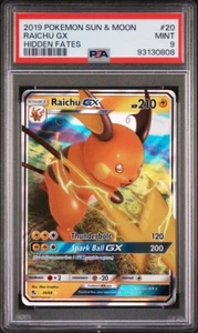 Raichu GX 20/68 PSA 9 Full Art Pokemon Card S&M Hidden Fates 2019 - Picture 1 of 3