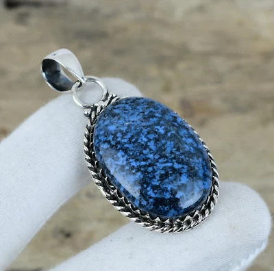 Blu K2 Azzurrite Gemma Ciondolo 925 Argento Antico Ciondolo Per Pasqua Regali - Immagine 1 di 4