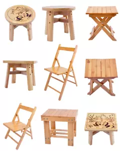Sgabello pieghevole in legno di bambù bambini sedia da pesca sedile facile pieghevole - Foto 1 di 16