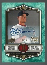 Michael Bowden 2009 UD A Piece of History Rookie Autograph Green 10/25 Card# 107