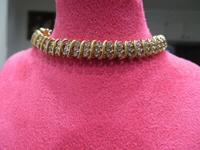 PULSERA TENIS ORO AMARILLO MACIZO 14K 2CTW DIAMANTE REDONDO NATURAL 1/4" W 17,9gr  Foto 1 de 4