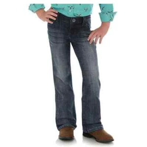 Wrangler 09MWGES Girls' Boot Cut Jeans - Mid Blue - Picture 1 of 2