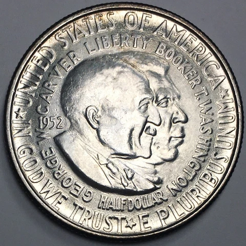 1952 Washington-Carver 90% Silver Half Dollar - UNC Uncirculated KM#200 - 3923PC Cover