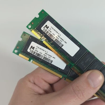 Micron EDO ECC DIMMs - 2x 64MB Single Sided 60ns, 128MB Total - Fully Tested - Image 1 of 4