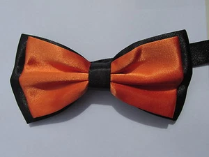 Pajarita Mariposa Seda Satén Pajarita Negro Naranja Clásico Hombre Mujer - Imagen 1 de 1