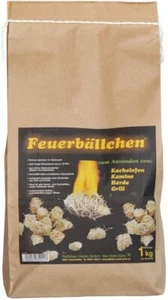 Feuerbällchen - 1kg Tüte (ca. 80 Stück) - zum Anzünden von Kamin, Herd, Grill - Bild 1 von 2