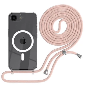 MagSafe Łańcuszek na telefon komórkowy do Apple iPhone 16e Etui z paskiem Sznurek Cover Łańcuszek Różowy - Zdjęcie 1 z 7