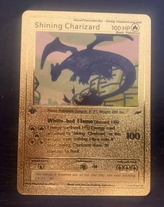 Shining Charizard 107/105 Fan Gold Foil Pokemon Card First Edition Fan Art Card - Picture 1 of 9