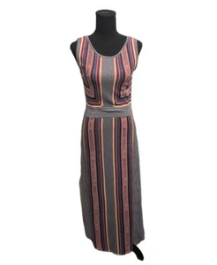 Peruvian Connection Women XS Maxi Dress Knit Cotton Earthy Striped Sleeveless - Picture 1 of 9