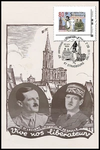 CM France 2024 - 80 years LIBERATION STRASBOURG 1944, Leclerc, de Gaulle (LIB24-2) - Picture 1 of 2