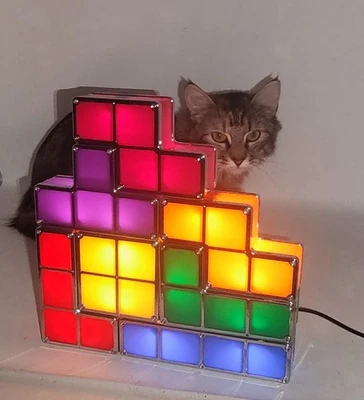 Lâmpada empilhável Tetris multicolorida blocos móveis luz noturna 7 peças quebra-cabeça testado - Imagem 1 de 3