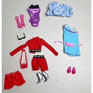 Barbie Doll Clothes Outfit Shoes Purse Camera Eye Mask Towel Wrap 15 piece lot - Picture 1 of 10