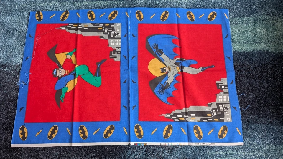 1994 Superhero Retro Batman & Robin DC Comics Pillow Panel 46”x17” - Image 1 of 1