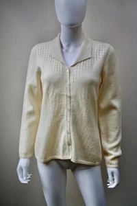 Brandneu mit Etikett Marion Foale handgestrickte cremefarbene Strickjacke, 100 % Wolle, M 400 £ - Bild 1 von 9