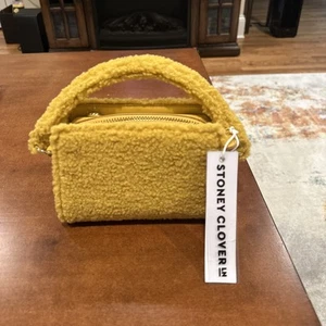 NWT Stoney Clover Lane Sherpa Top Handle Handbag Yellow Small - Picture 1 of 6