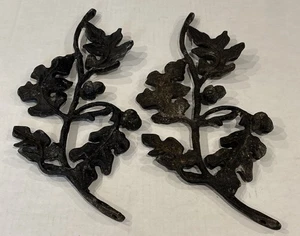 Vintage Cast Iron Vine Oak Acorn Leaf Wall Décor Rustic Art 16 x 8 Set Of 2🔥 - Picture 1 of 21