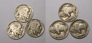 LOTE DE 3 MONEDAS DE NÍQUEL BÚFALO 1926-P #562-118 - Imagen 1 de 1