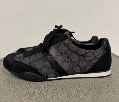 Zapatillas Tenis Coach Kelson Mujer 7.5B Negro Gris Firma Lona Gamuza NUEVO Foto 1 de 4