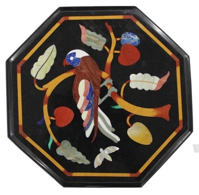 12"x12" Marble Coffee Table Top Marquetry Birds Arts Inlay Mosaic Outdoor Decor - Image 1 of 4