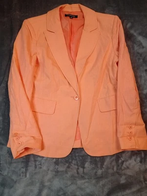 Chadwicks of Boston Blazer Jacket Womens Sz 10P Petites Linen Blend Orange - Image 1 of 4