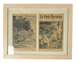 Vtg Le Petit Parisien H/C Prints: “Cyclone in Mamers” & “Le Sultan de Merbat" - Picture 1 of 9