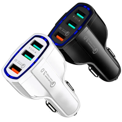 3-Port USB Fast Car Charger QC 3.0 Dual For Samsung iPhone Android LG Cell Phone - Image 1 of 4