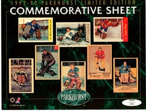 1992-93 Parkhurst Limited Edition Commemorative Sheet Goalies #'d 2565/7000 - Picture 1 of 1