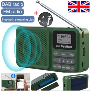 Portable DAB DAB+ Digital Radio FM Rechargeable Bluetooth Music Player LCD UK - Picture 1 of 14