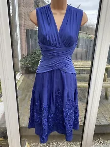❤️ adrianna papell vivid blue below knee dress size 4 Wedding Cruise Races - Picture 1 of 6