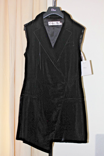 Gilet lungo CHRISTIAN DIOR Gillet in velluto (micro mini abito?) Nero 38 6 ~RARO nuovo con etichetta!