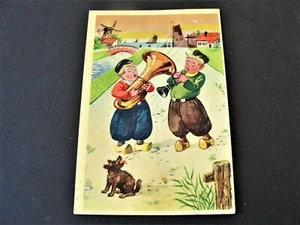 Happy Musicians-Postmarked 1937 Comic France Postcard. RARE. - Picture 1 of 2