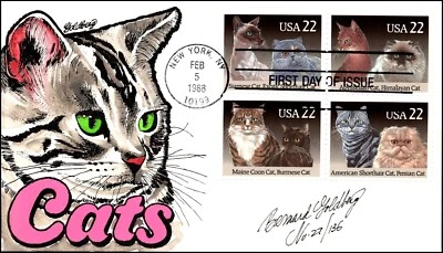 Scott 2375a 22 Cents Cats Goldberg Hand Painted FDC 27 Of 136 - Image 1 of 2