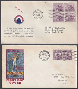 US 1933 Sc 732 FDC RICE CACHET & 1932 OLYMPICS FDC - Picture 1 of 1