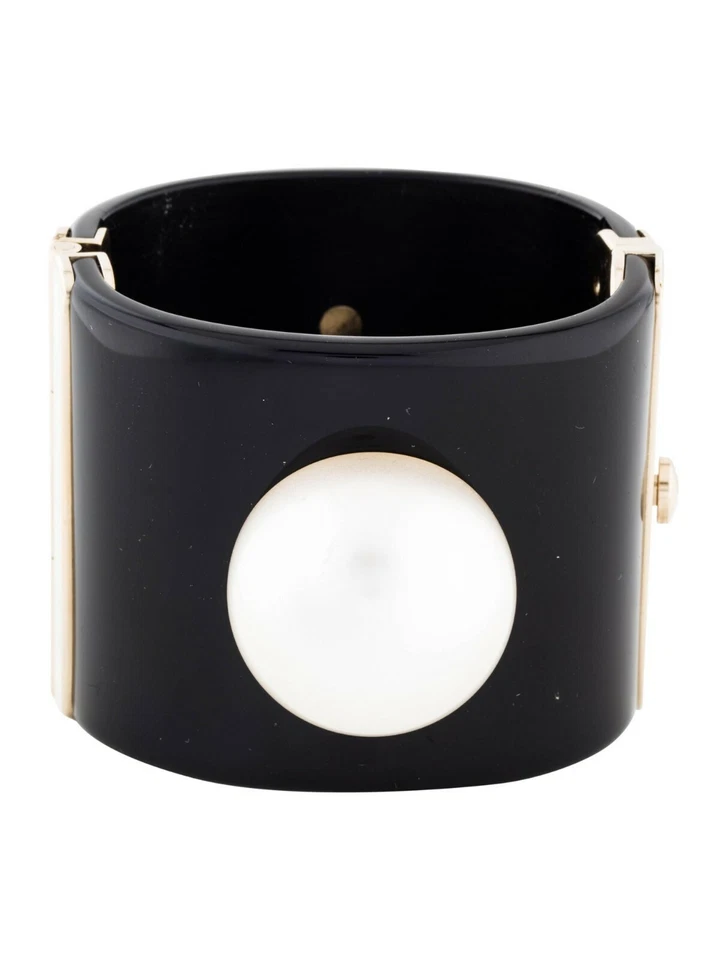 Brazalete CHANEL Puño Gripoix Perla Grande 2014 Verano Dorado Negro gyuh Foto 1 de 4