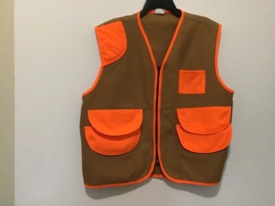 Cotton Duck XL Blaze Orange/Tan Padded R-Shoulder Unlined Hunting Vest #CB7-6 - Image 1 of 4
