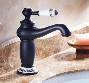 Black Oil Brass Single Handle Bathroom Basin Hot & Cold Mixer Tap Faucet 8nf504 - Picture 1 of 6