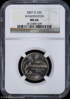 2007-D 25c Washington WA State Quarter NGC MS 66 | Uncirculated UNC BU - Image 1 of 4