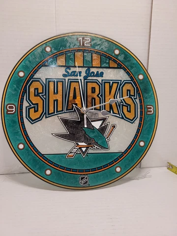 Glass San Jose Sharks Clock (12in) Cover