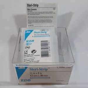 Steri-Strip Closure Reinforced Skin Strip .5 x 2" Sterile R1549 50 Ct Open Box - Picture 1 of 8